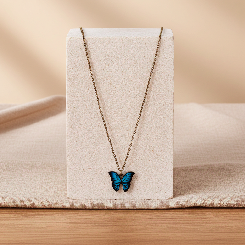 Vlinder Ketting met Symboliek – Blauwe Design Sparcle.shop