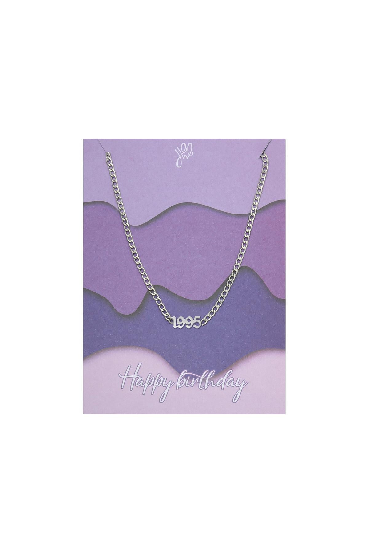 Happy Birthday Ketting – Jaartal 1987–1995 – Zilver / Stainless Steel Sparcle.shop