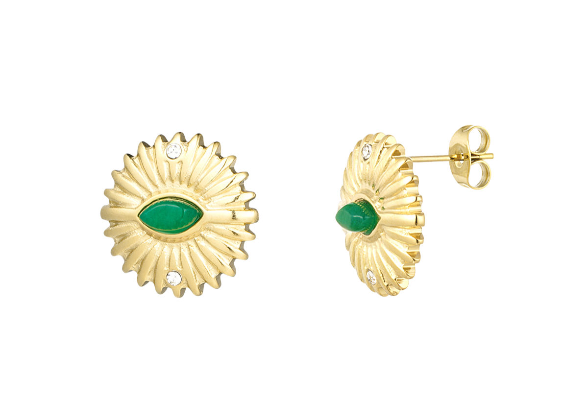 Kleurrijke bladvormige oorstekers in goudkleur en felgroen – modieuze oorbellen voor elke gelegenheid.