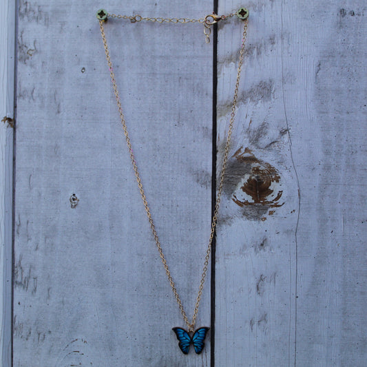 Handgemaakte Blauwe Vlinder Ketting