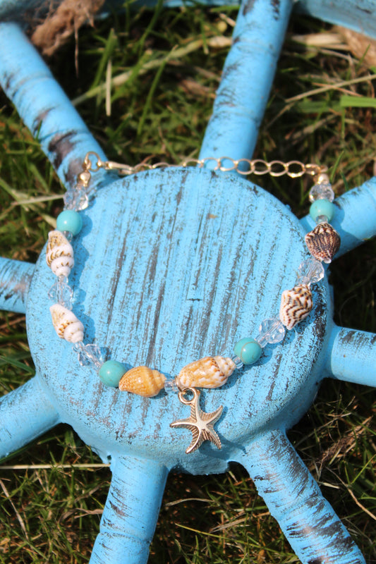 Zomer Armband met Zeester & Turquoise Kralen – Rinhoo