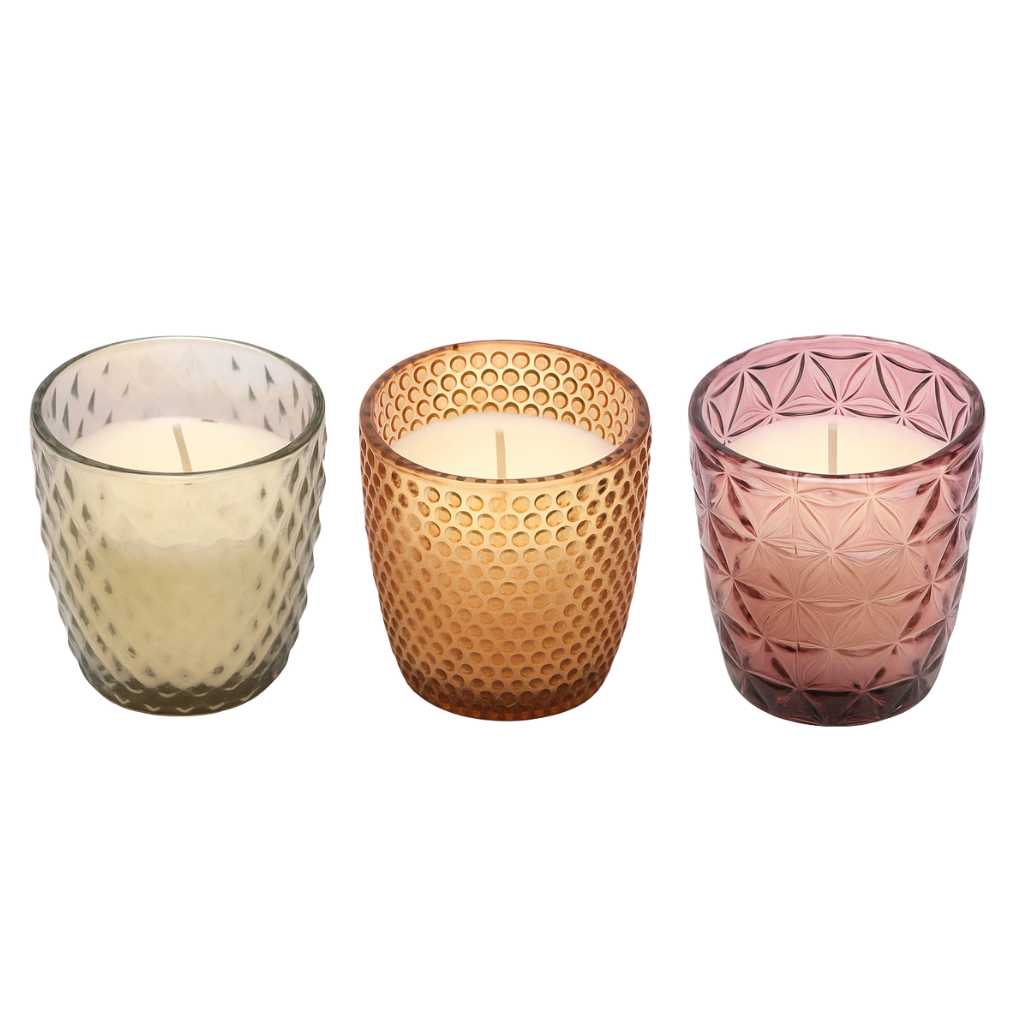 Scented candle Angel Flower – Luxe Kaarsen in Gekleurd Glas (3 stuks) Sparcle.shop
