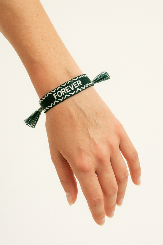 Armband Woven Forever Groen – Vriendschapsarmband van Polyester, One Size Sparcle.shop