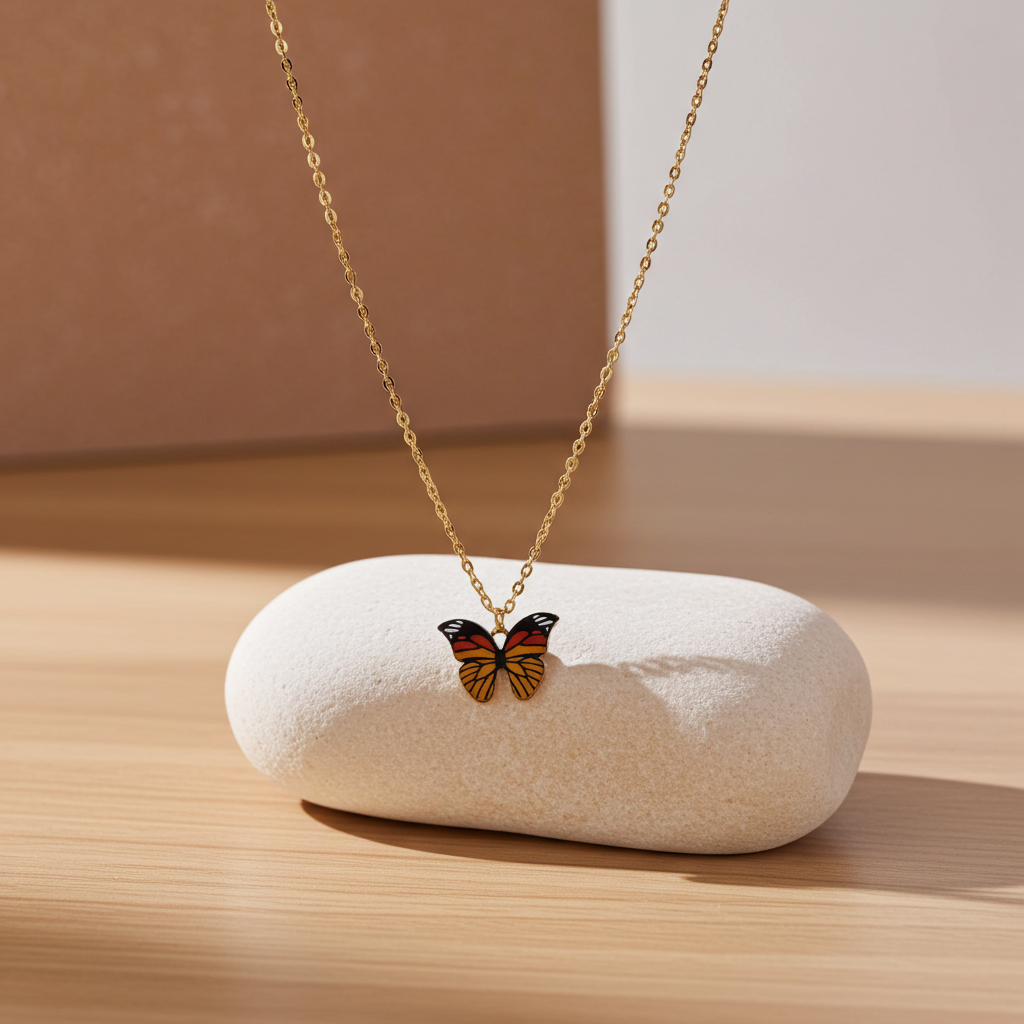 Vlinder Ketting met Symboliek – Rood & Geel Design Sparcle.shop